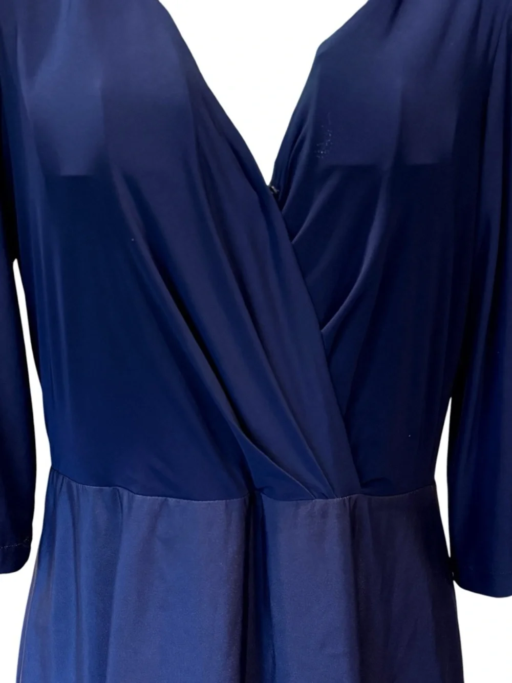 Alfred Sung Navy Wrap Maxi Dress Pockets Long Sleeve V-Neck 14 - Picture 4 of 6